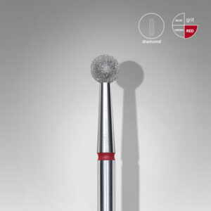 Staleks Εργαλείο τροχού Diamond nail drill bit, "ball", red, head diameter 4 mm