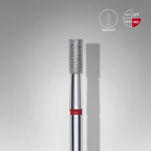 Staleks Εργαλείο τροχού Diamond Nail Drill Bit "Cylinder", Red, Head Diameter 2.5 Mm, Working Part 6 Mm