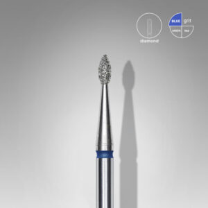 Staleks Εργαλείο τροχού Diamond Nail Drill Bit, "Drop", Blue, Head Diameter 1.6 Mm, Working Part 4 Mm