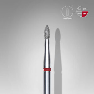 Staleks Εργαλείο τροχού Diamond nail drill bit, pointed "bud" , red, head diameter 1.8 mm/ working part 4 mm